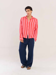 Red Striped Gauze Holiday Shirt
